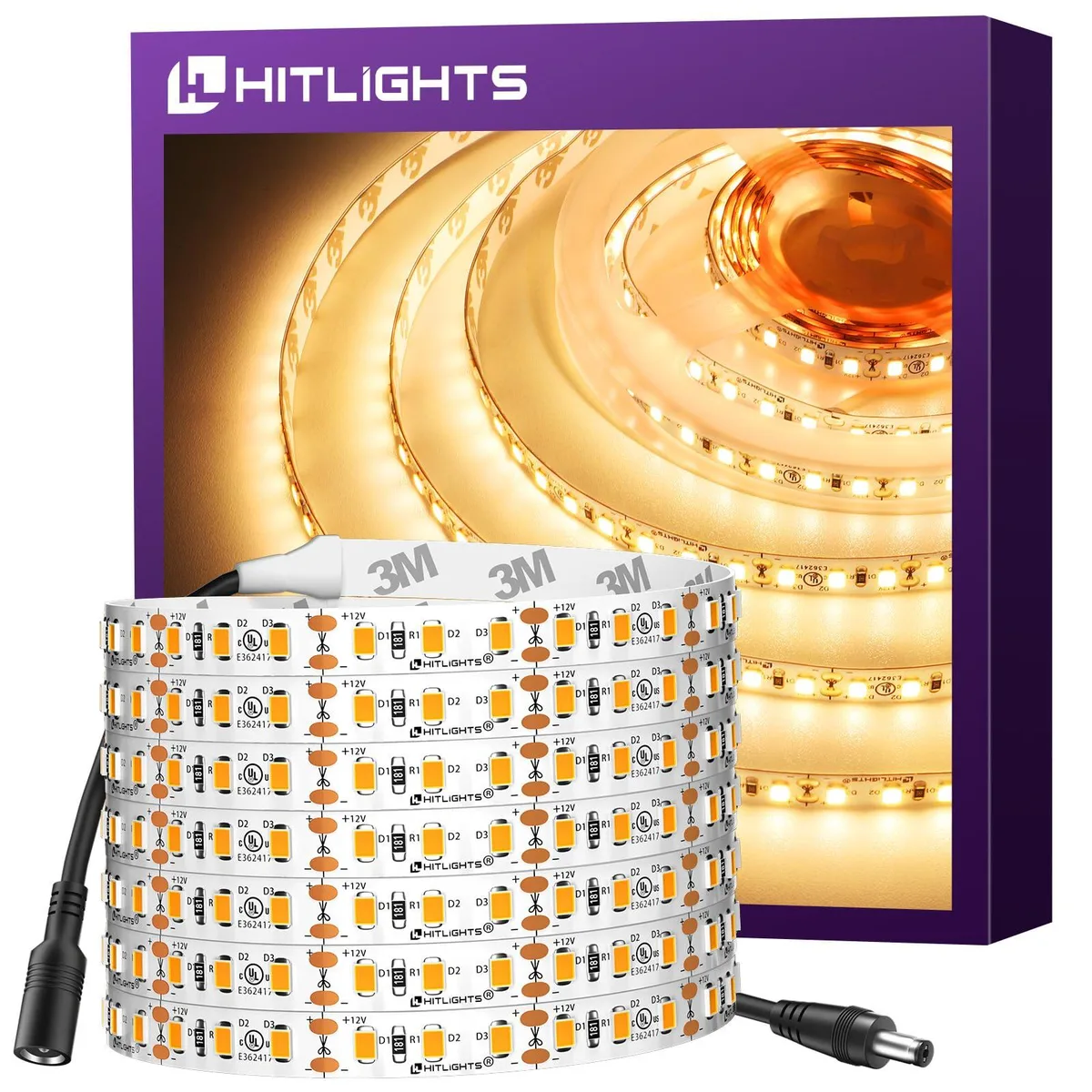 A 16.4ft copper coloured LED tape light on a reel, 8.5mm wide with 3M adhesive backing