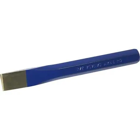 Flat chisel, polished tip, royal blue shank, 6-1/2 inches long