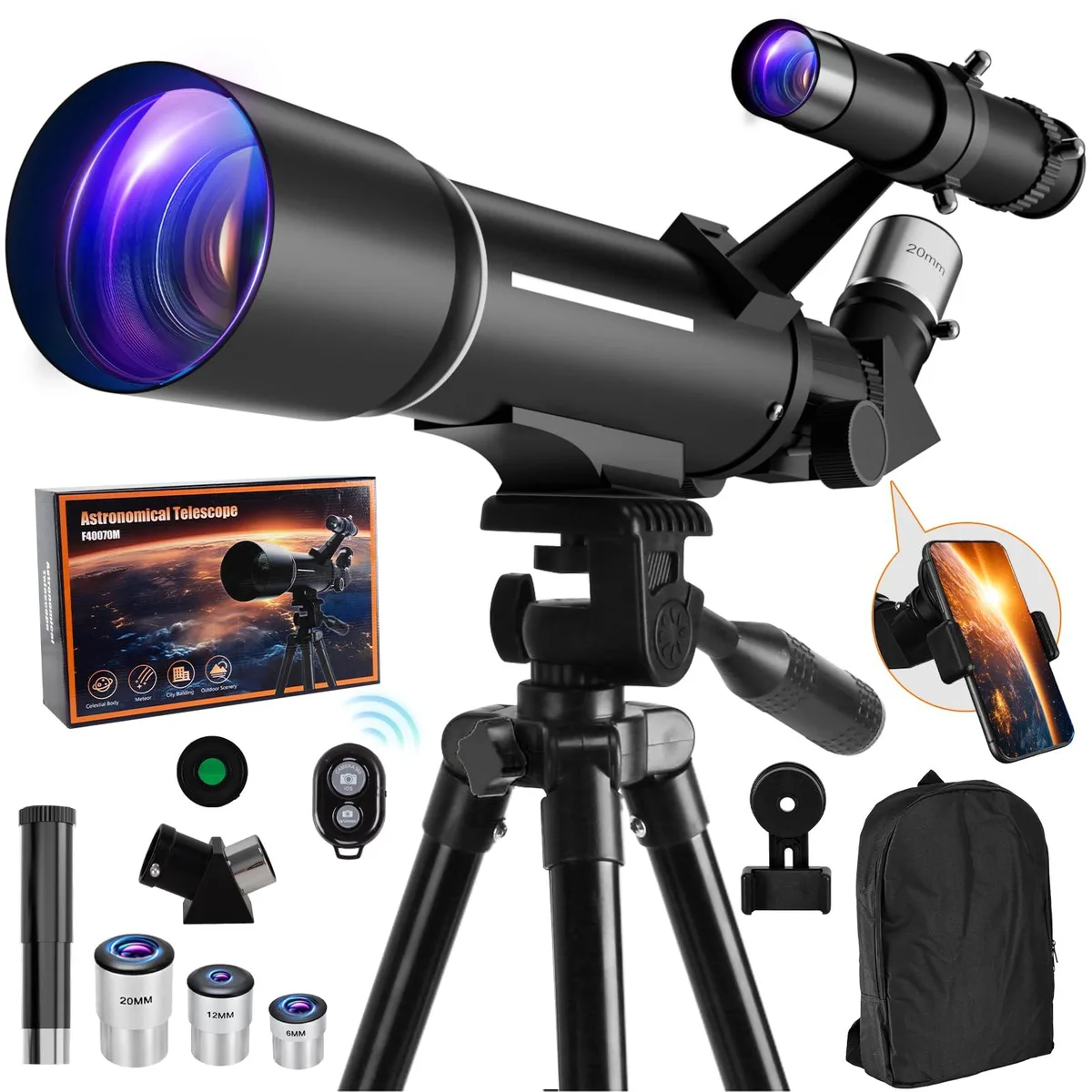 AVer 80AZ 70mm 500mm Refractor Telescope with Tripod — product photo
