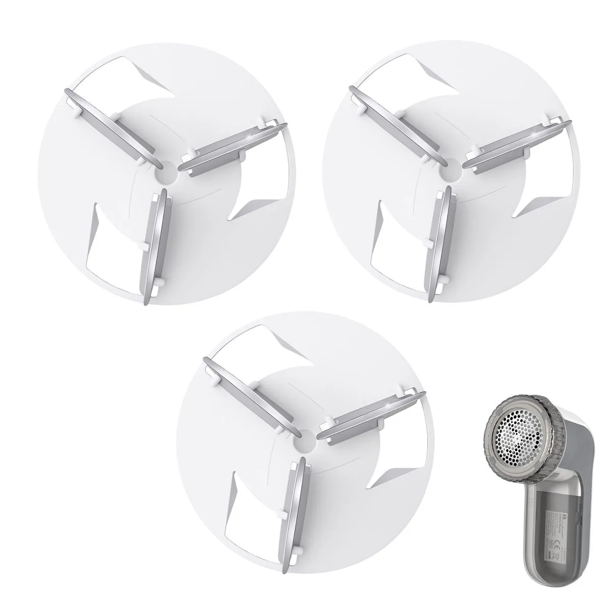 Three black five-head fabric shaver refills in a pack