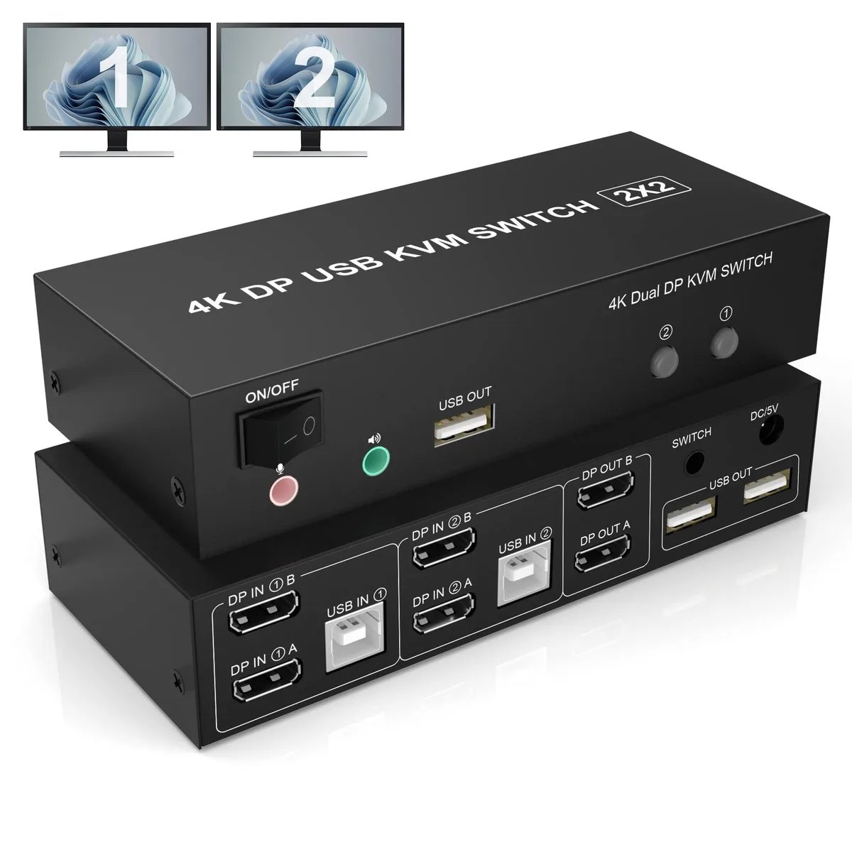 Vszerda Vszerda Rytaki Pro DP202B Dual Monitor KVM Switch 4K@60Hz — product photo