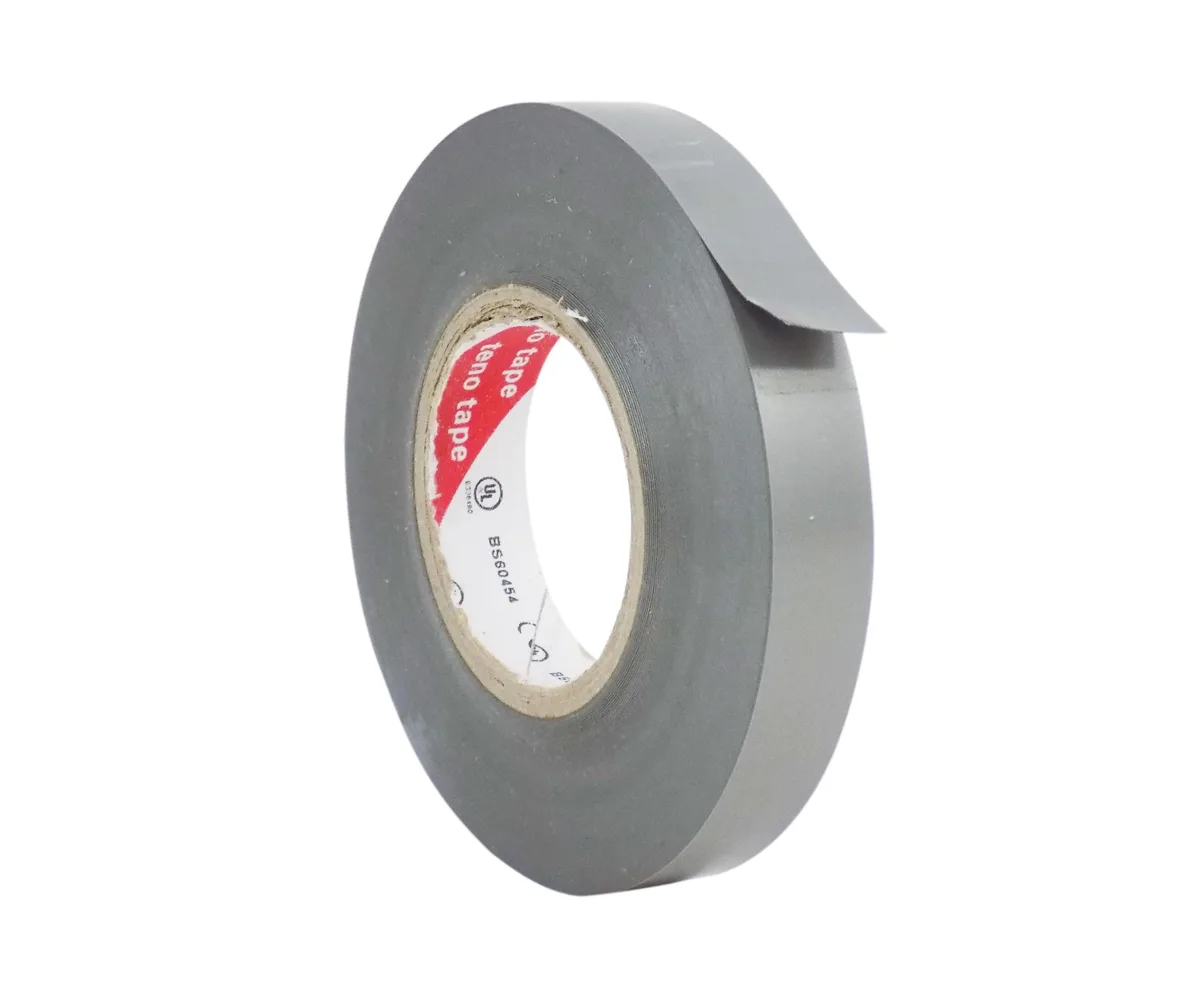 Gray electrical tape roll on 1.5 inch core, 66 ft length, 7 mil thick