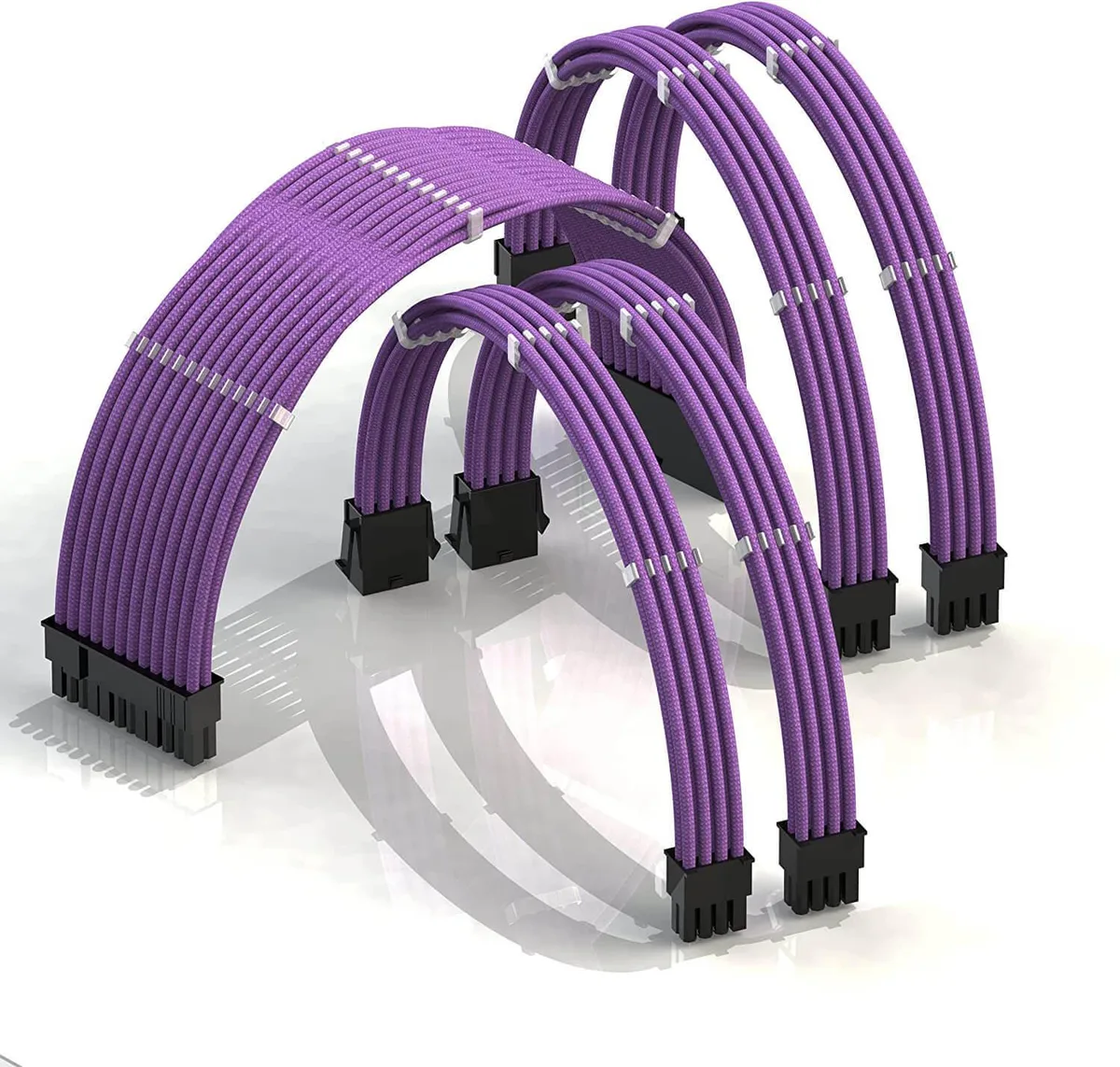 KOZYFOX KOZYFOX Braided Cable Extension Kit 18AWG 24P 2x8P CPU 2x8P GPU 30cm Purple — product photo