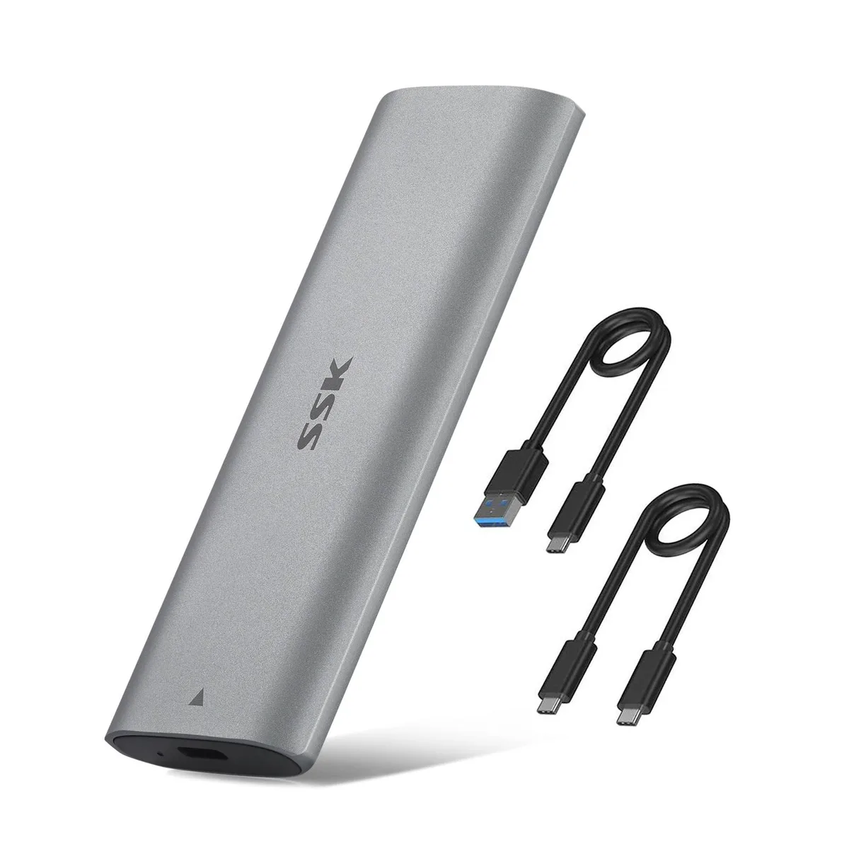 SSK SSK M.2 NVME SATA Tool-Free Drive Enclosure RTL9210B 10Gbps 2242 2260 2280 Black Aluminum — product photo