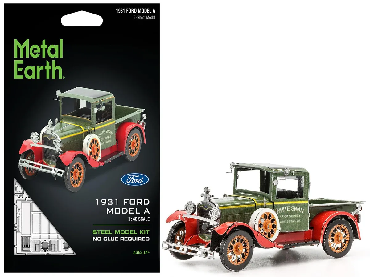 Metal Earth Metal Earth 1931 Ford Model A Pickup Truck Green Steel Model Kit hobby collectible — product photo