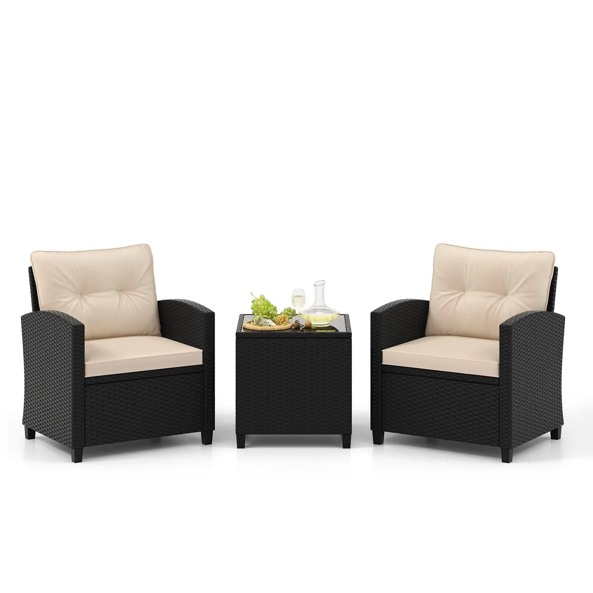 SlickBlue SlickBlue 3-Piece Patio Furniture Set Tempered Glass Coffee Table Off White — product photo