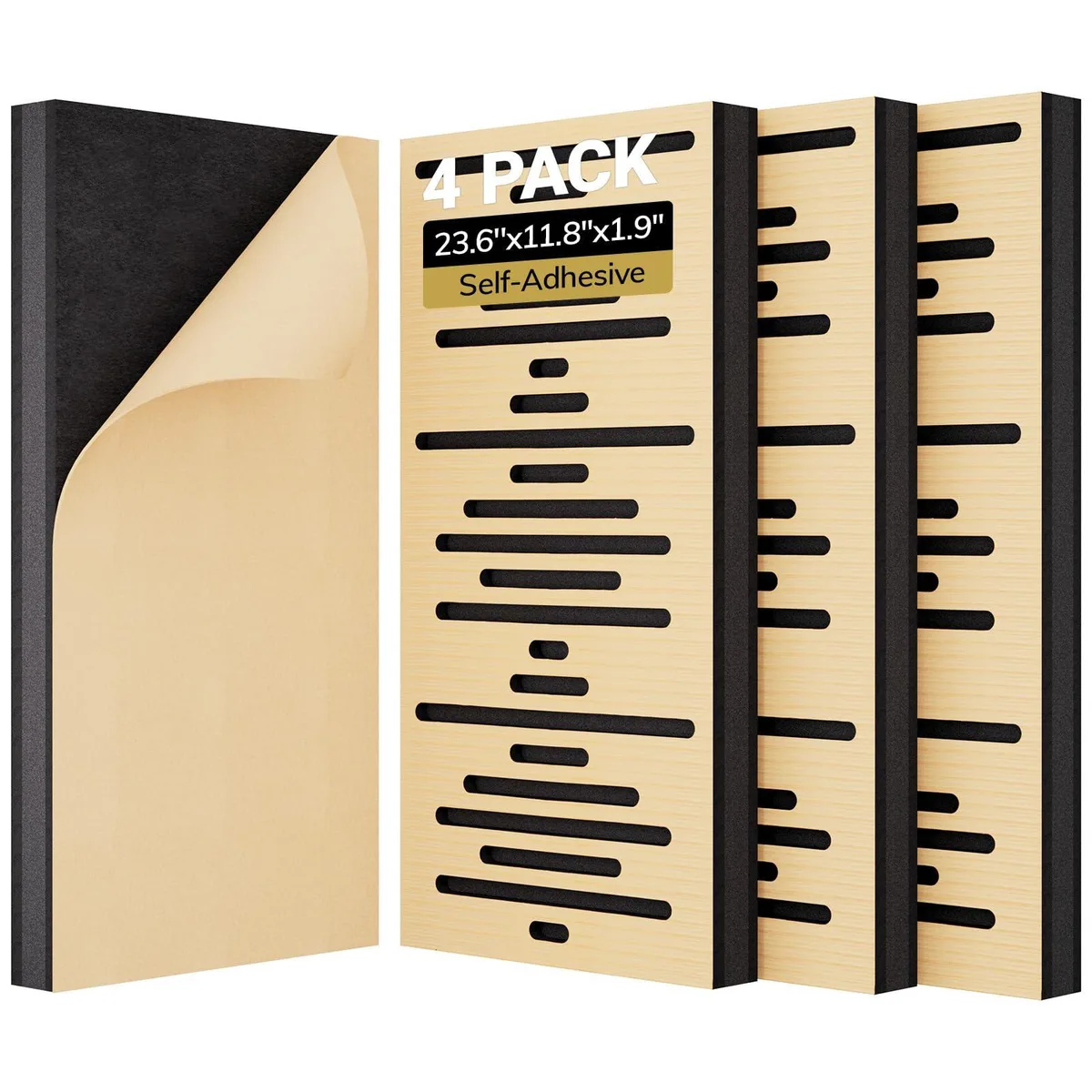  TONOR 4-Pack Acoustic Wood Wall Panels 23.6 x 11.8 x 1.9 in Burly Wood — product photo