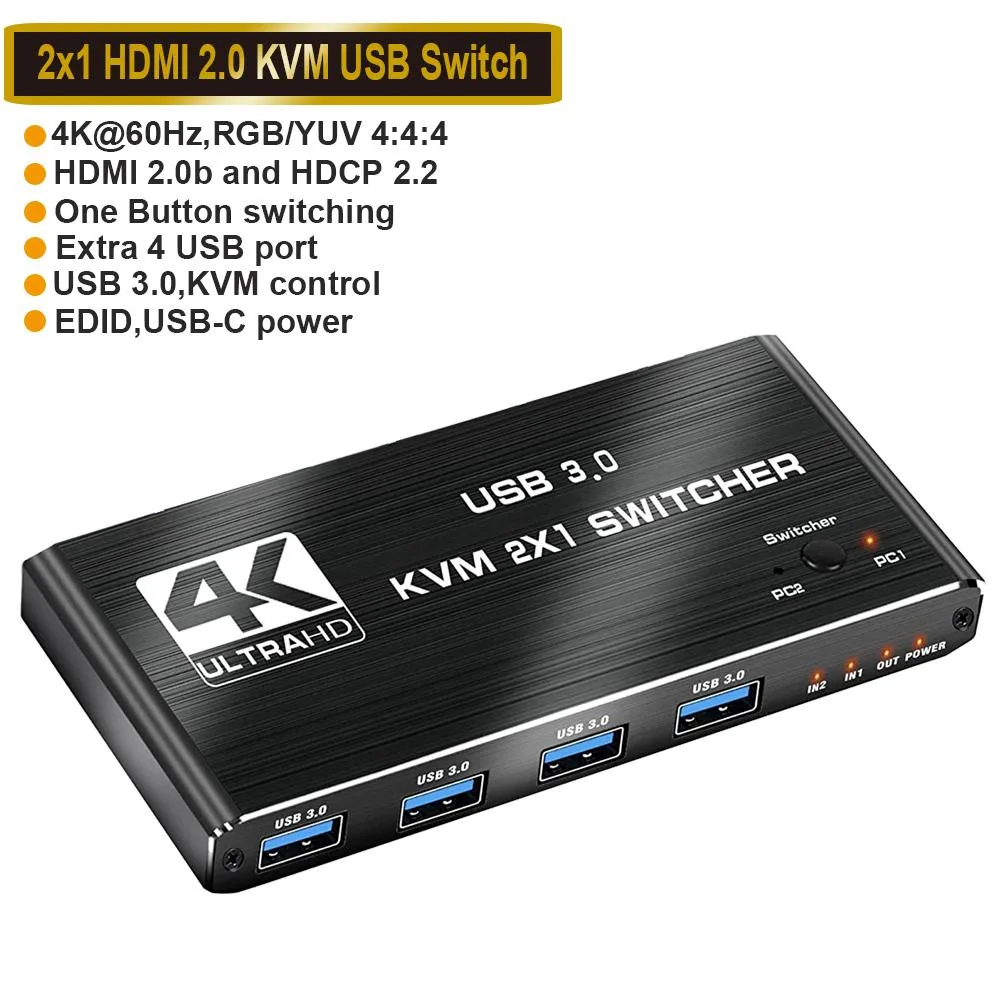 AUBEAMTO AUBEAMTO OZK2 USB 3.0 KVM Switch 2 Port 4K60Hz — product photo