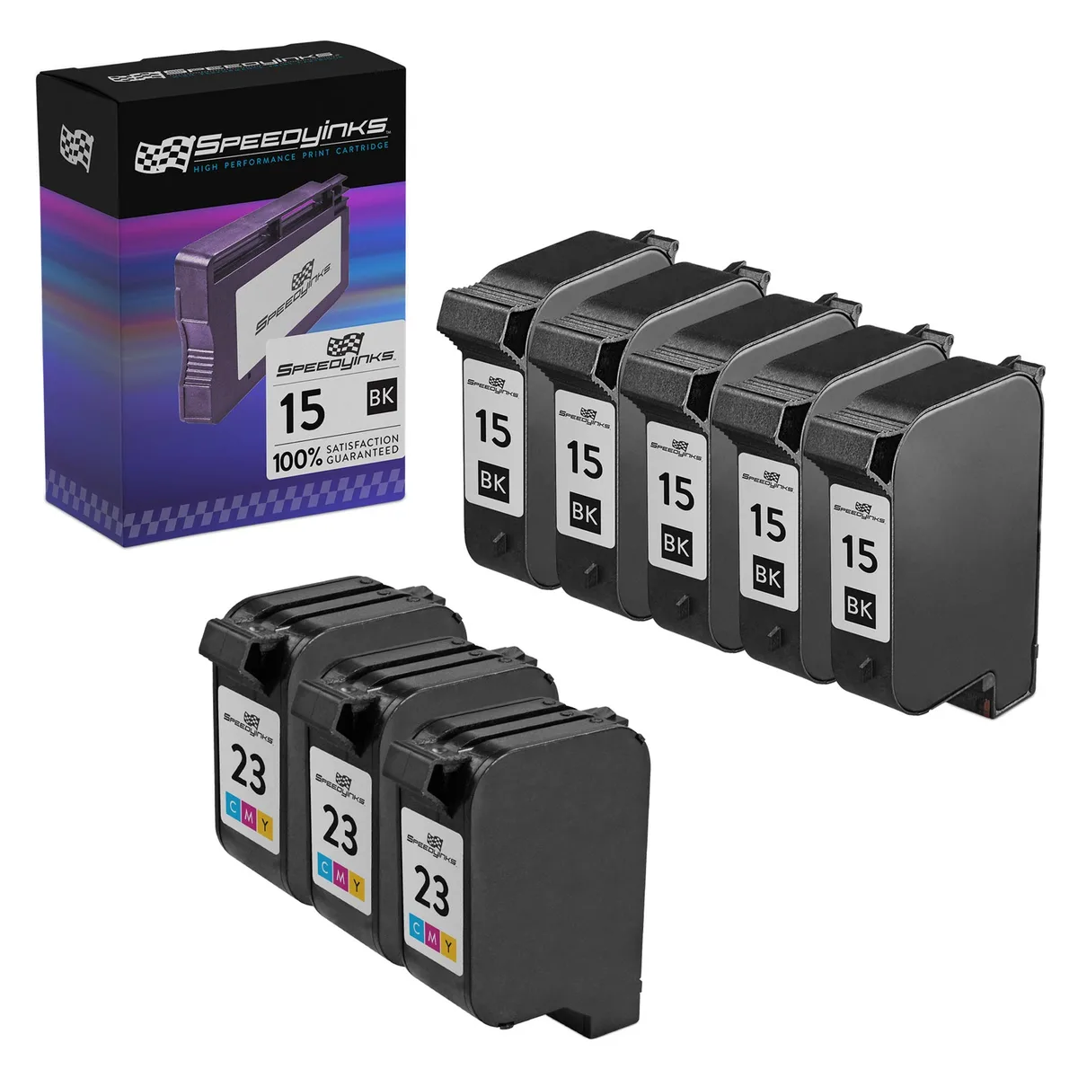 SpeedyInks SpeedyInks 8PK Replacement for HP 15 &amp; 23 Ink Cartridges (Genuine Brands) — product photo
