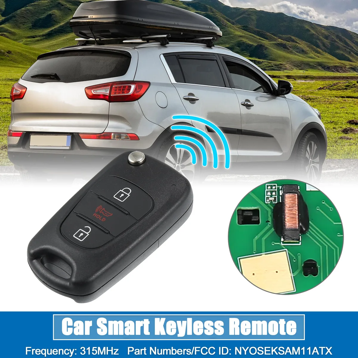 Unique-Bargains Unique-Bargains 3-Button Flip Remote Key Fob NYOSEKSAM11ATX 315MHz Kia Sportage 2012-2013 — product photo