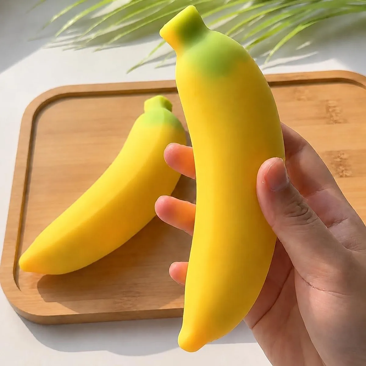  2 Pack Banana Squeeze Toys Slow Rising Squishy Fidget Yellow .37lb 1.5in — product photo