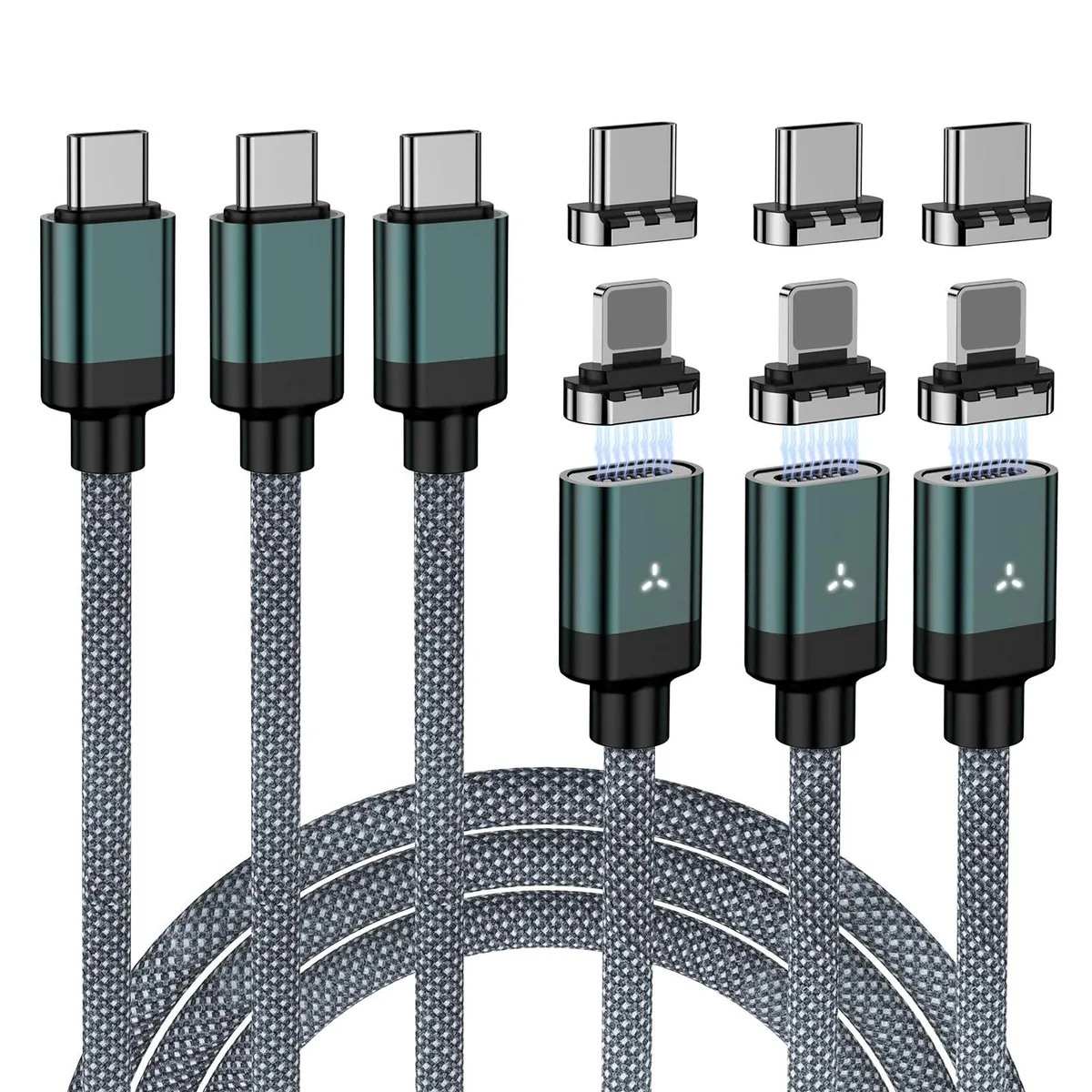  ZBF MC-10C 100W Magnetic USB-C Cable 79 in 3 Pack — product photo