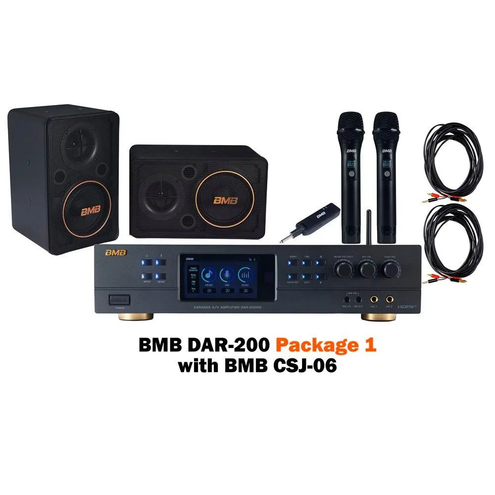 BMB BMB DAR-200HD Karaoke System with CSJ-06 Speakers and WH-210 Wireless Mics Package 1 — product photo
