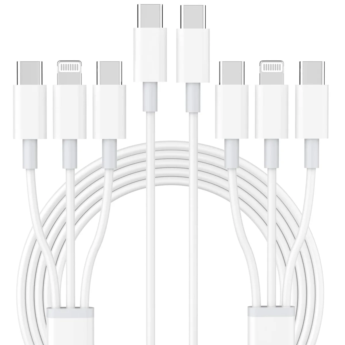  CREHAO DY-336 4-in-1 USB-C to Lightning &amp; Dual USB-C 2-Pack 6ft — product photo