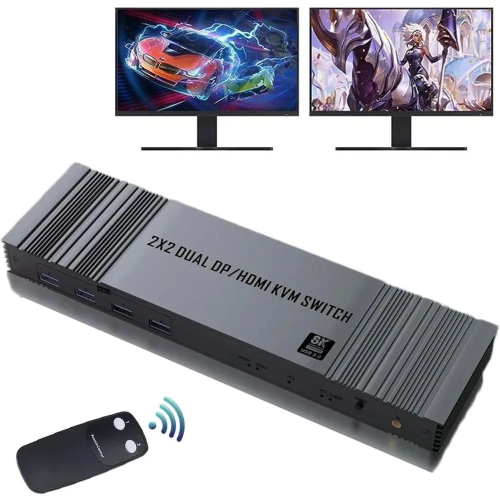 ESTONE ESTONE OZK10 8K@60Hz Dual Monitor KVM Switch 2-Port — product photo