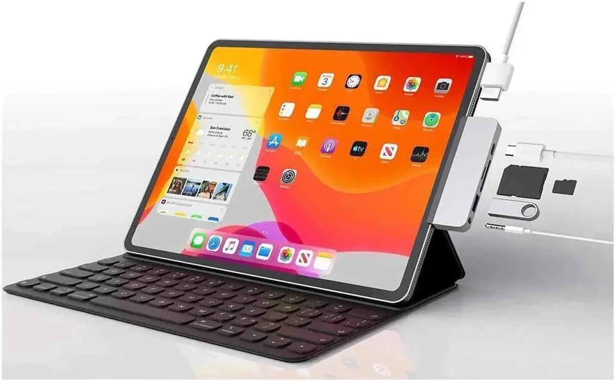 SMUGDESK SMUGDESK 6-in-1 USB C Hub iPad Pro 11 12.9 2018 2020 Air 4 4K@30Hz HDMI USB3.0 3.5mm SD TF PD — product photo