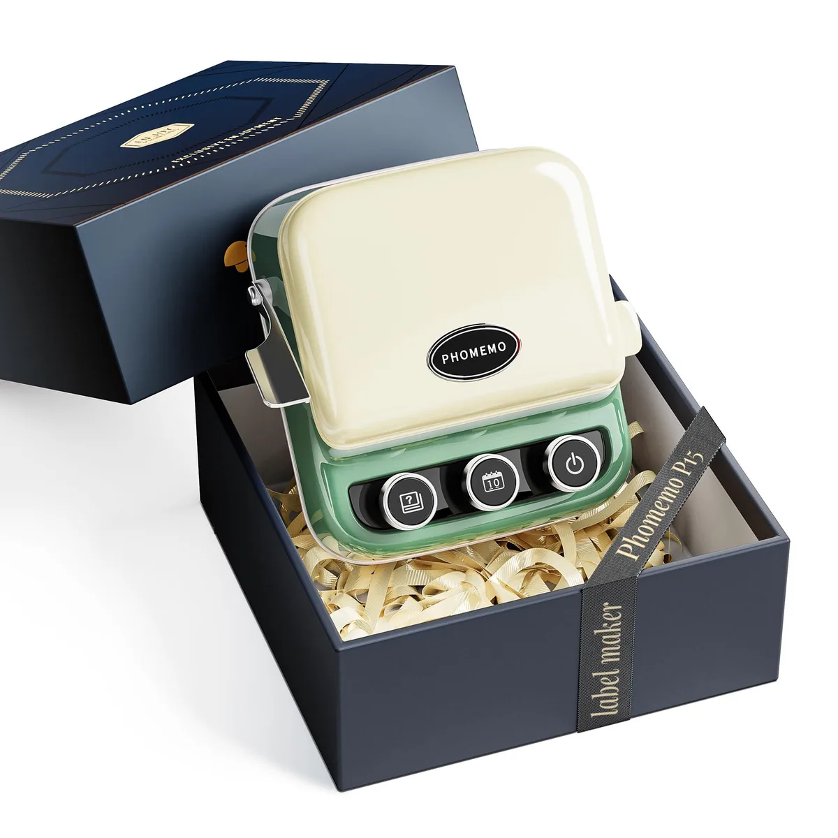 Compact orange label printer with typewriter styling and 0.59 inch tape output