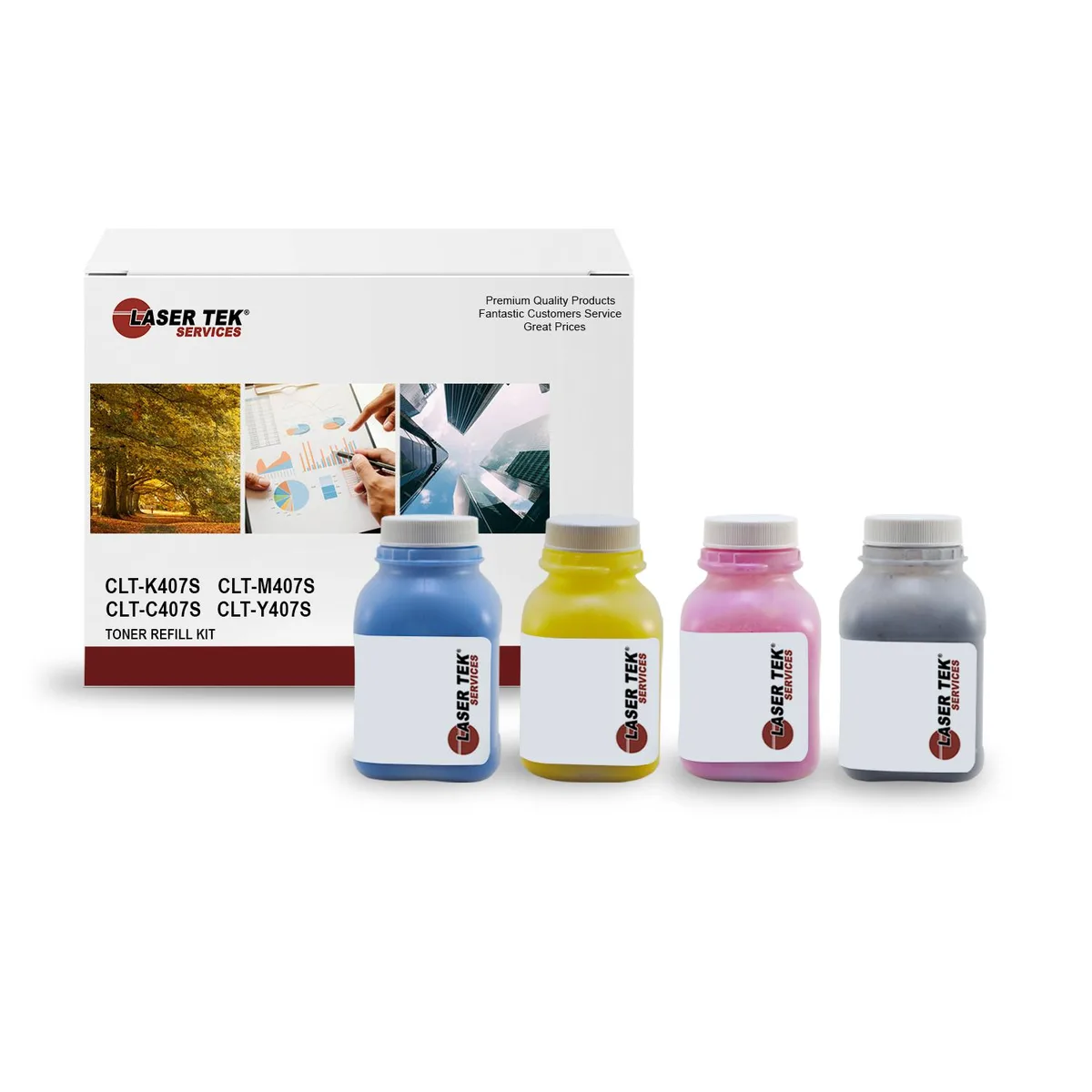 Laser Tek Services Laser Tek Services 4 Pack Toner for Samsung CLT-K407S Y407S M407S C407S — product photo