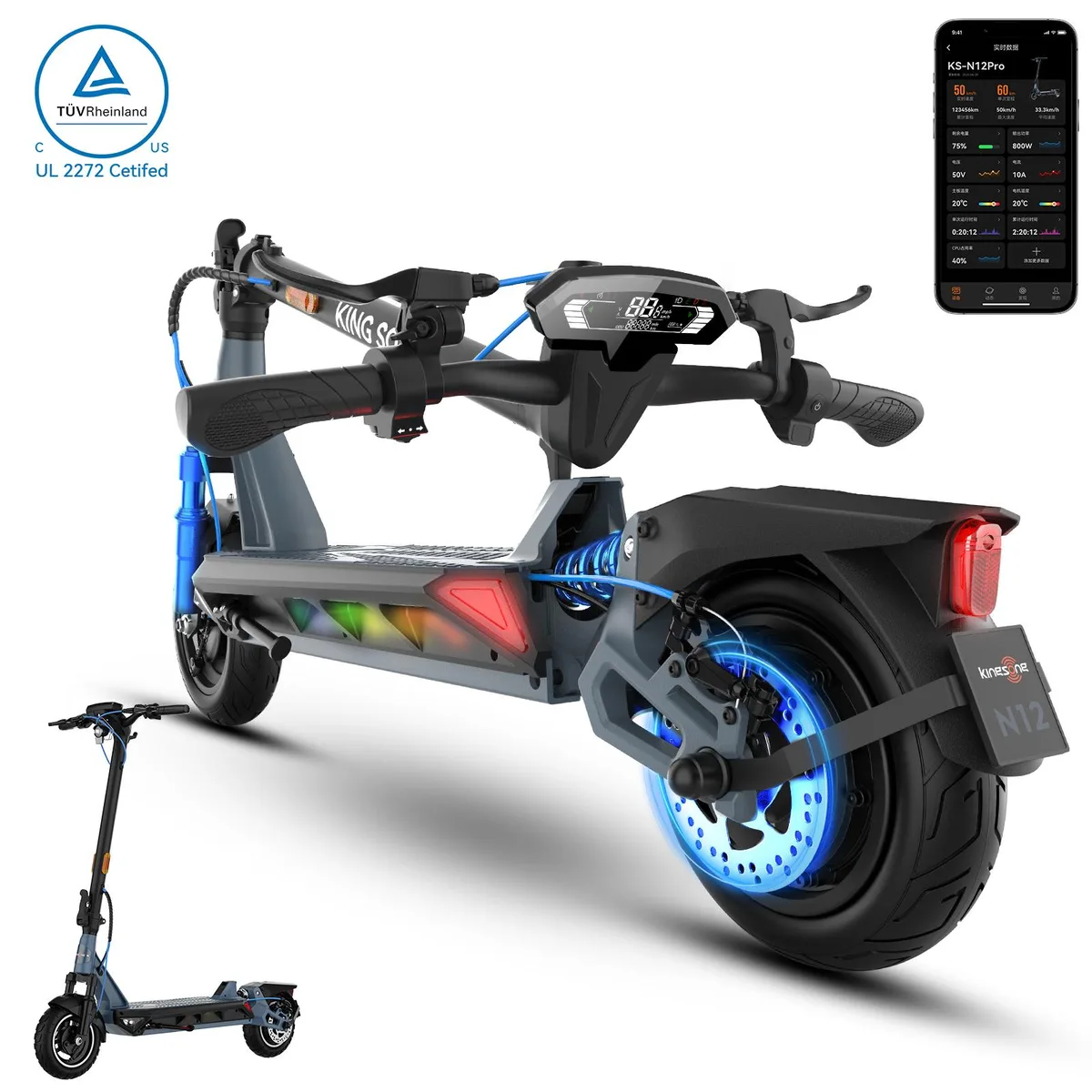 kingsong kingsong N12 Pro scooter 31 mph 80-mile range 1000W motor 10" tires — product photo