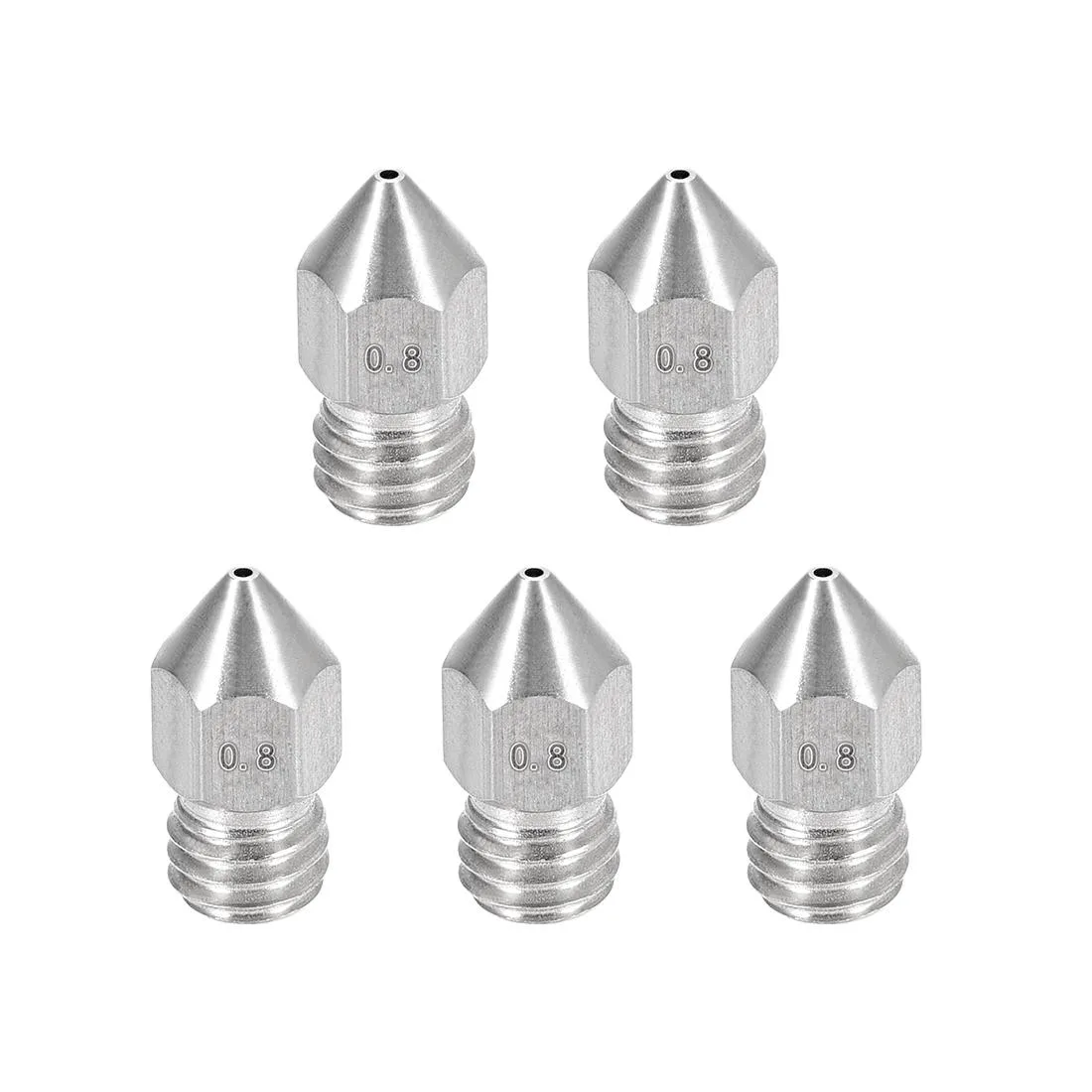 Unique-Bargains Unique-Bargains 0.8mm MK8 Stainless Steel Nozzle 5pcs 1.75mm Filament — product photo