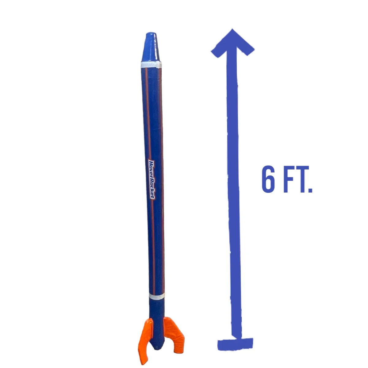 Blue 6-foot foam hover rocket with fins