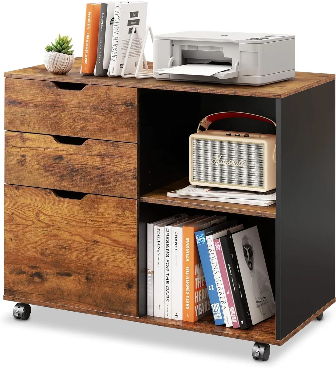 BFKK BFKK 3-Drawer Mobile Lateral File Cabinet Brown — product photo