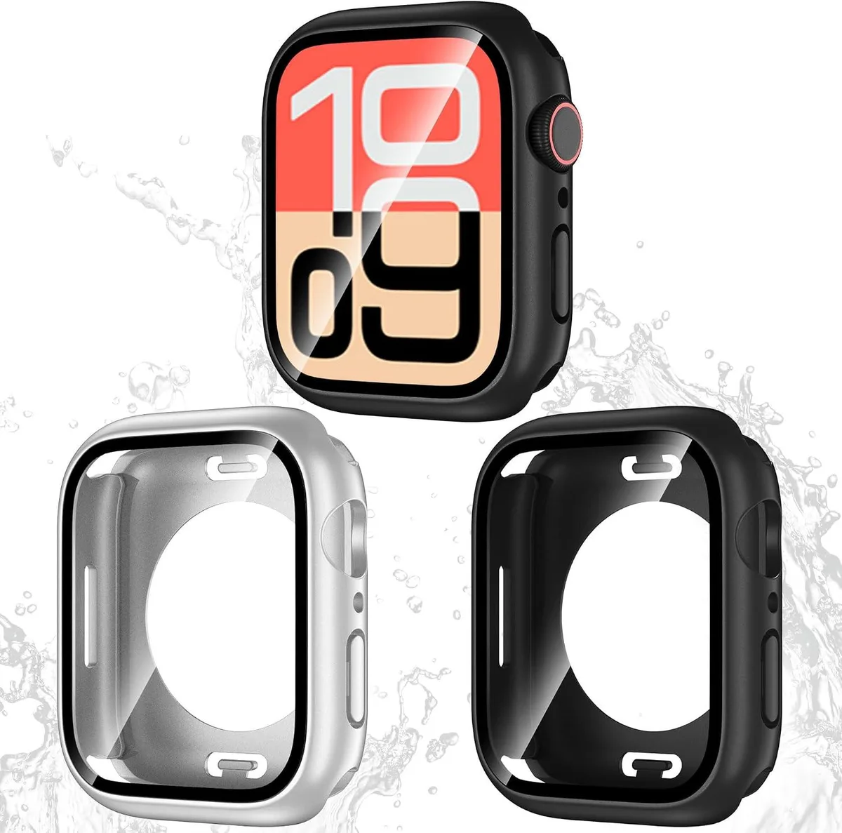 ETEIZU ETEIZU 2 Pack Waterproof Case with Screen Protector 44mm Black Silver — product photo