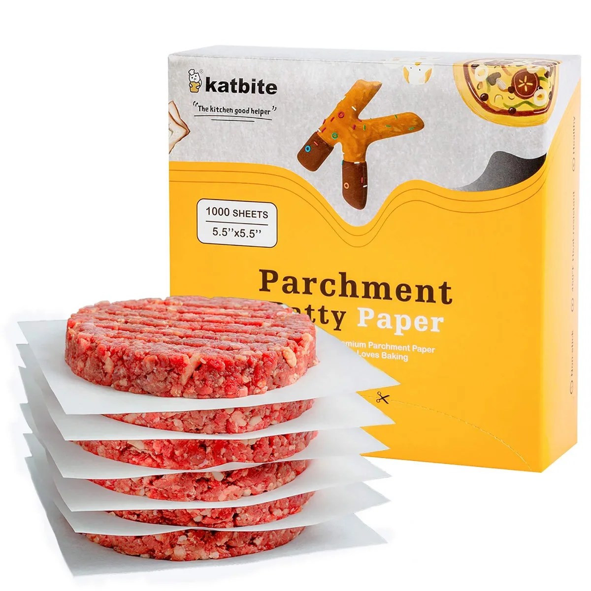 Square white parchment sheets in a flat box, 5.5 inch, 1000 count