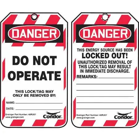 Condor Condor 48RU07 Lockout Tag Danger Plastic 3 1/4 in Width 5 3/4 in Height — product photo