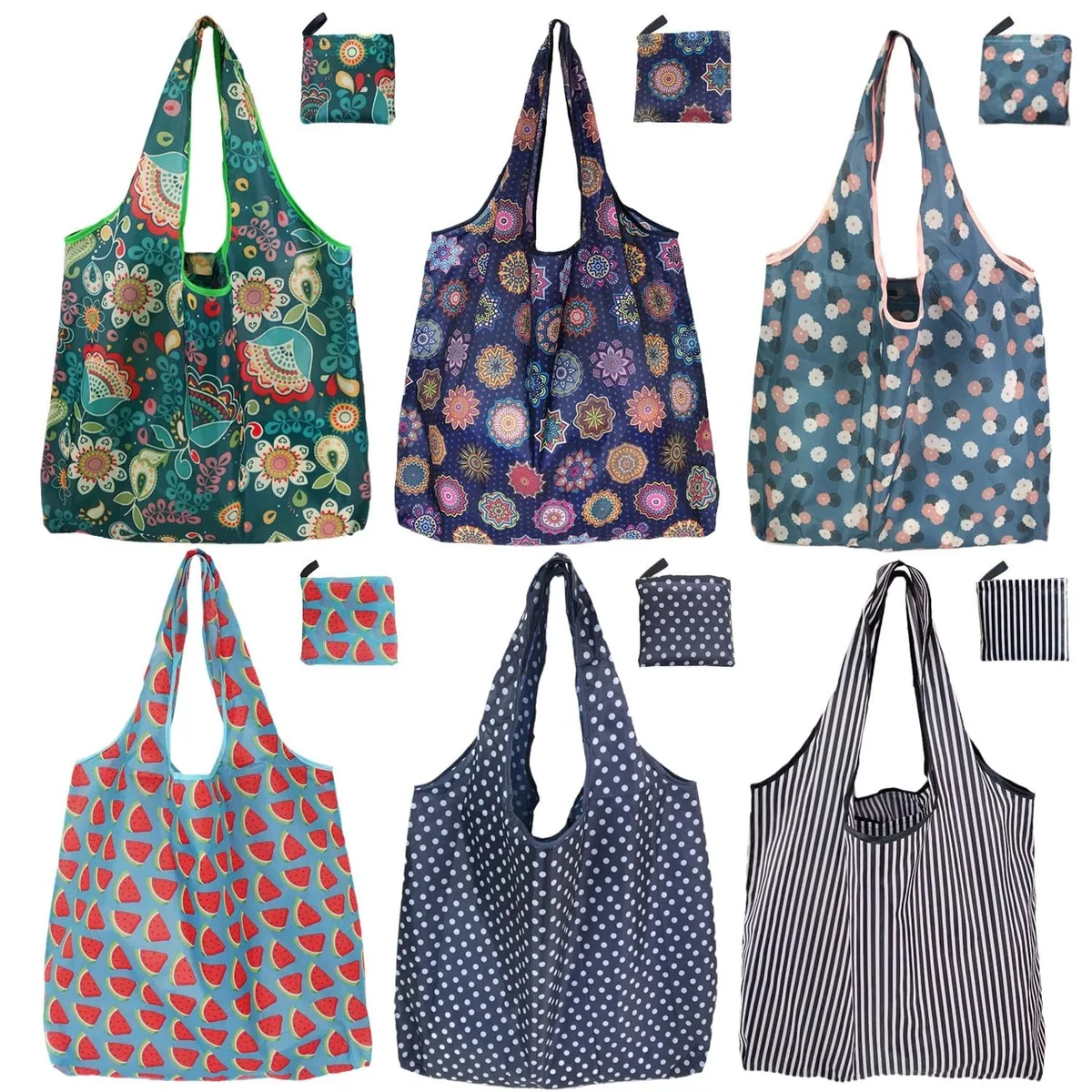  Lowepro - Wynit Reusable Tote Shopping Bags 6 Pack 50Lbs Floral Nylon — product photo