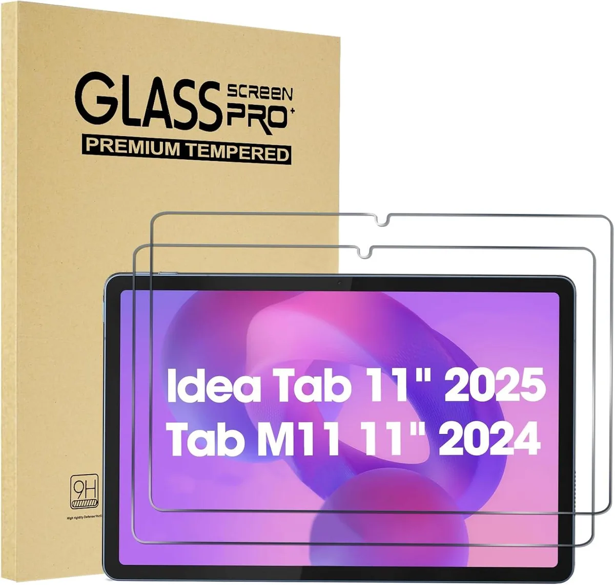 Two clear tempered glass screen protectors for 11 inch Lenovo tablets