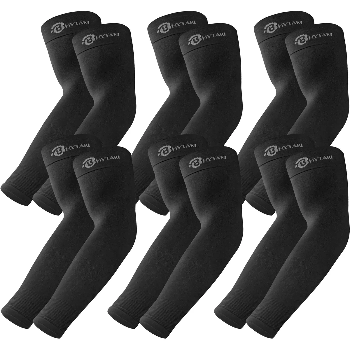 BHYTAKI UV Arm Sleeves UPF 50+ 6 Pairs Black Men's Outerwear — product photo