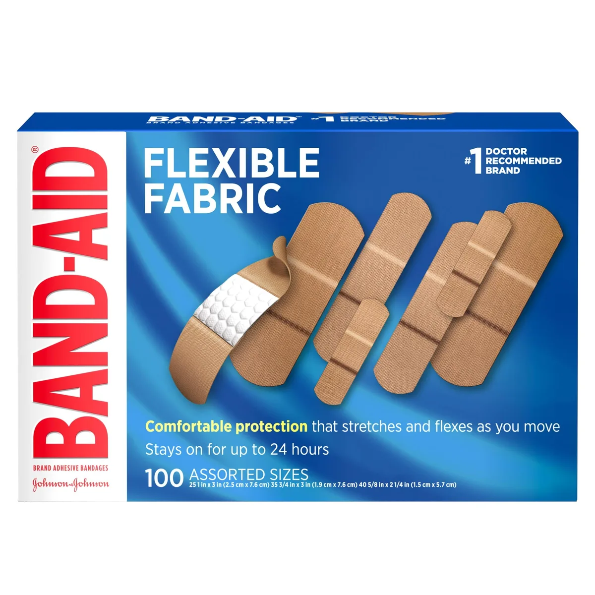  Band-Aid 115078 flexible fabric bandages 100-count — product photo