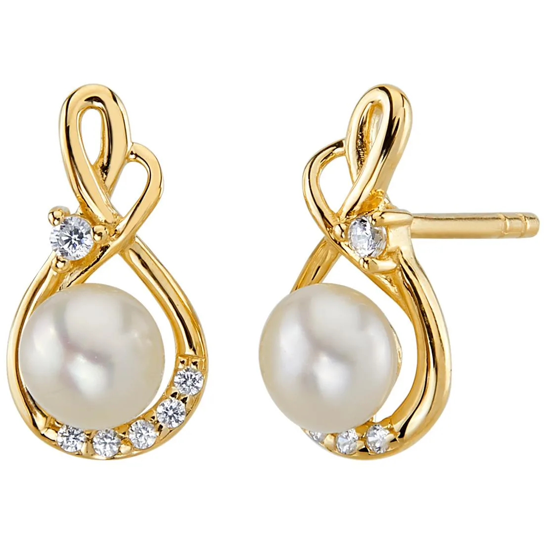 Oravo Oravo 14K Yellow Gold 5.0mm Freshwater Pearl Infinity Swirl Stud Earrings — product photo