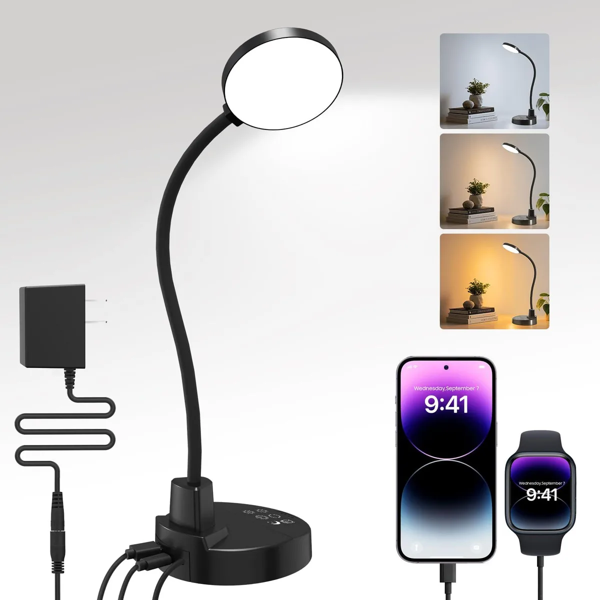  ZAPLIT DSL801 15W LED Desk Lamp with USB Ports — product photo