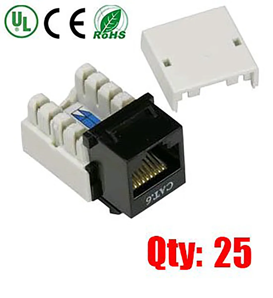 iMBAPrice iMBAPrice Black Cat6 Punch Down RJ45 Keystone Jack (Pack of 25) — product photo