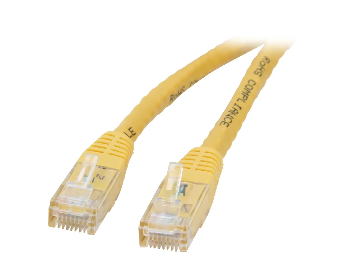 Yellow 8-foot Cat6 RJ45 molded UTP patch cable