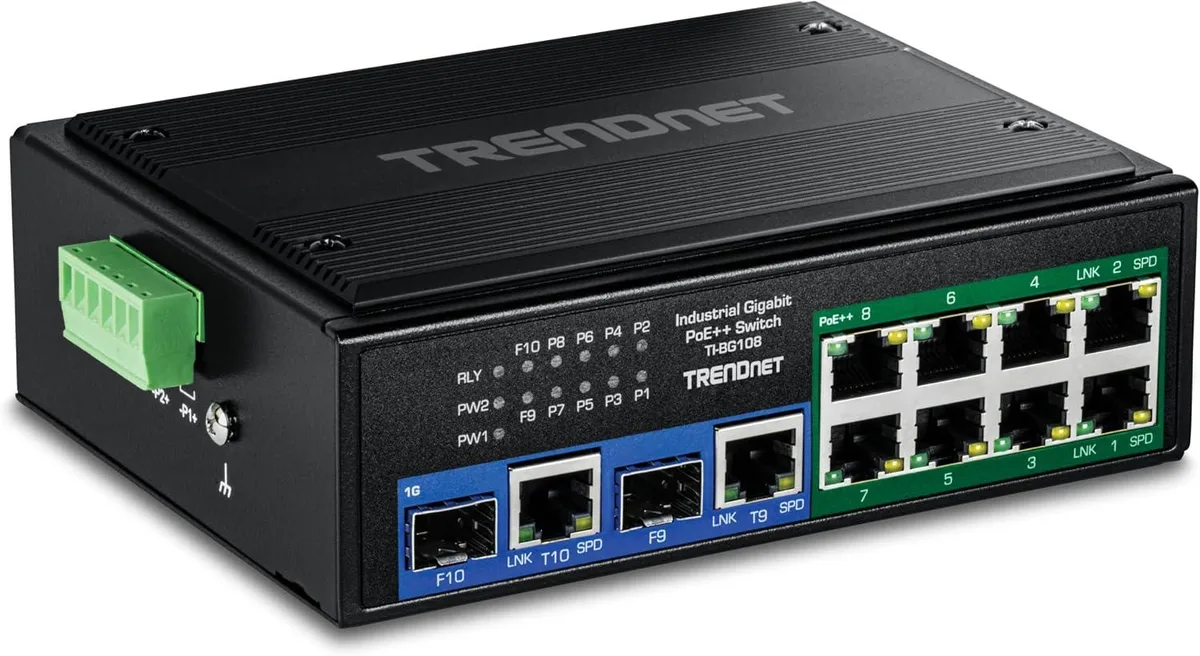 TRENDnet TRENDnet TI-BG108 10-port industrial Gigabit PoE++ network switch — product photo