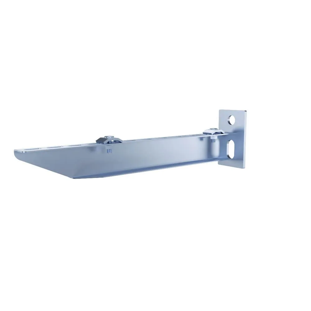Four silver T-shaped steel wall brackets 300mm