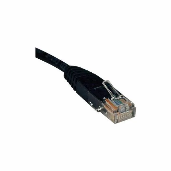 Black 2 ft Cat5e patch cable with RJ45 plugs on both ends