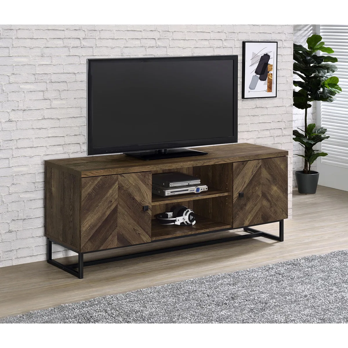 tuphen tuphen Chase Rustic Oak 2-Door TV Console — product photo