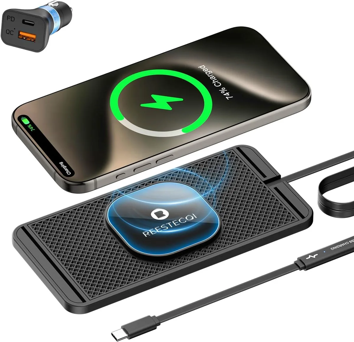 Mydours Mydours REESTECQI Magnetic Wireless Car Charger 15W 40W QC 3.0 1m Cable — product photo