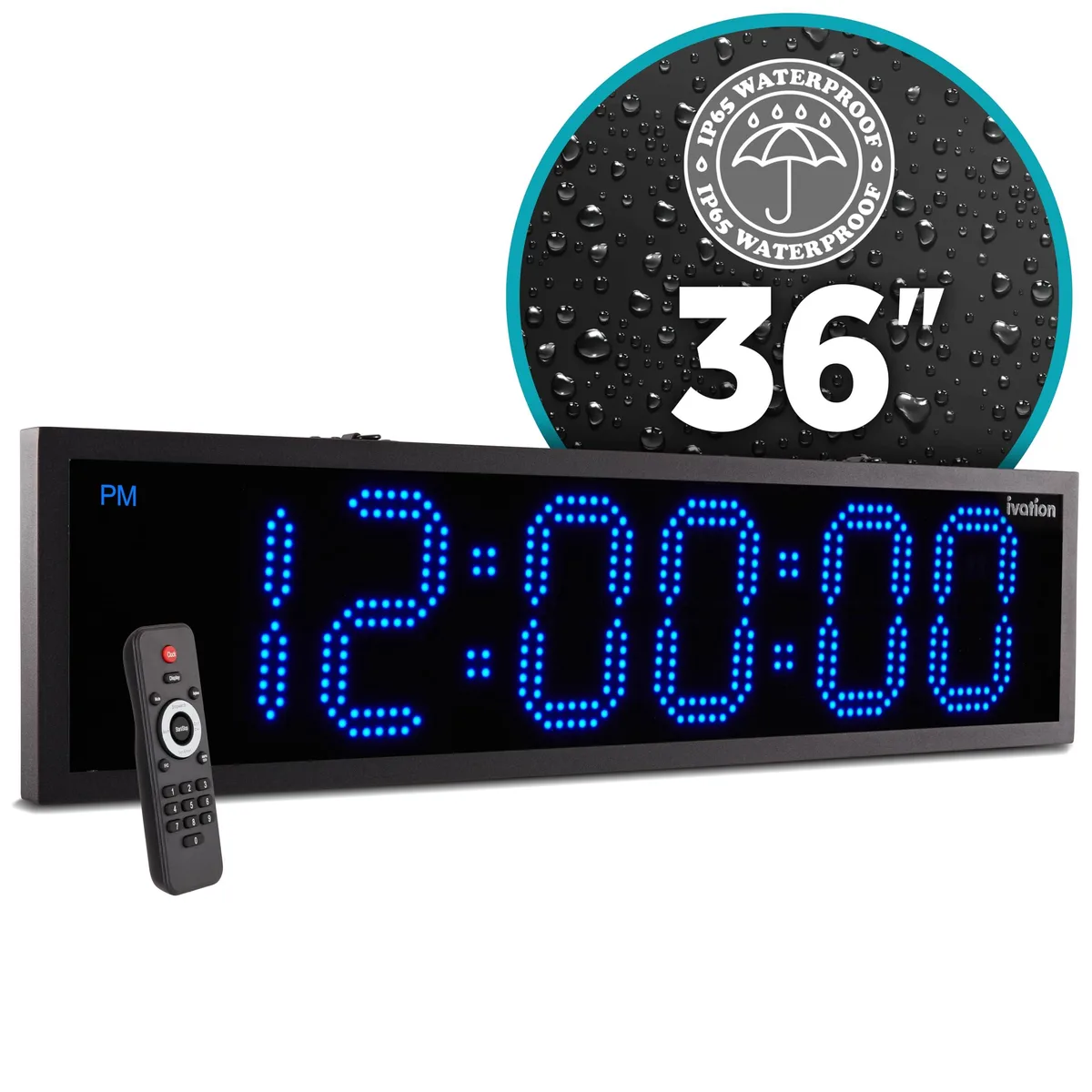 Ivation Ivation JID0636TBLU 36" Outdoor Digital LED Clock Blue — product photo
