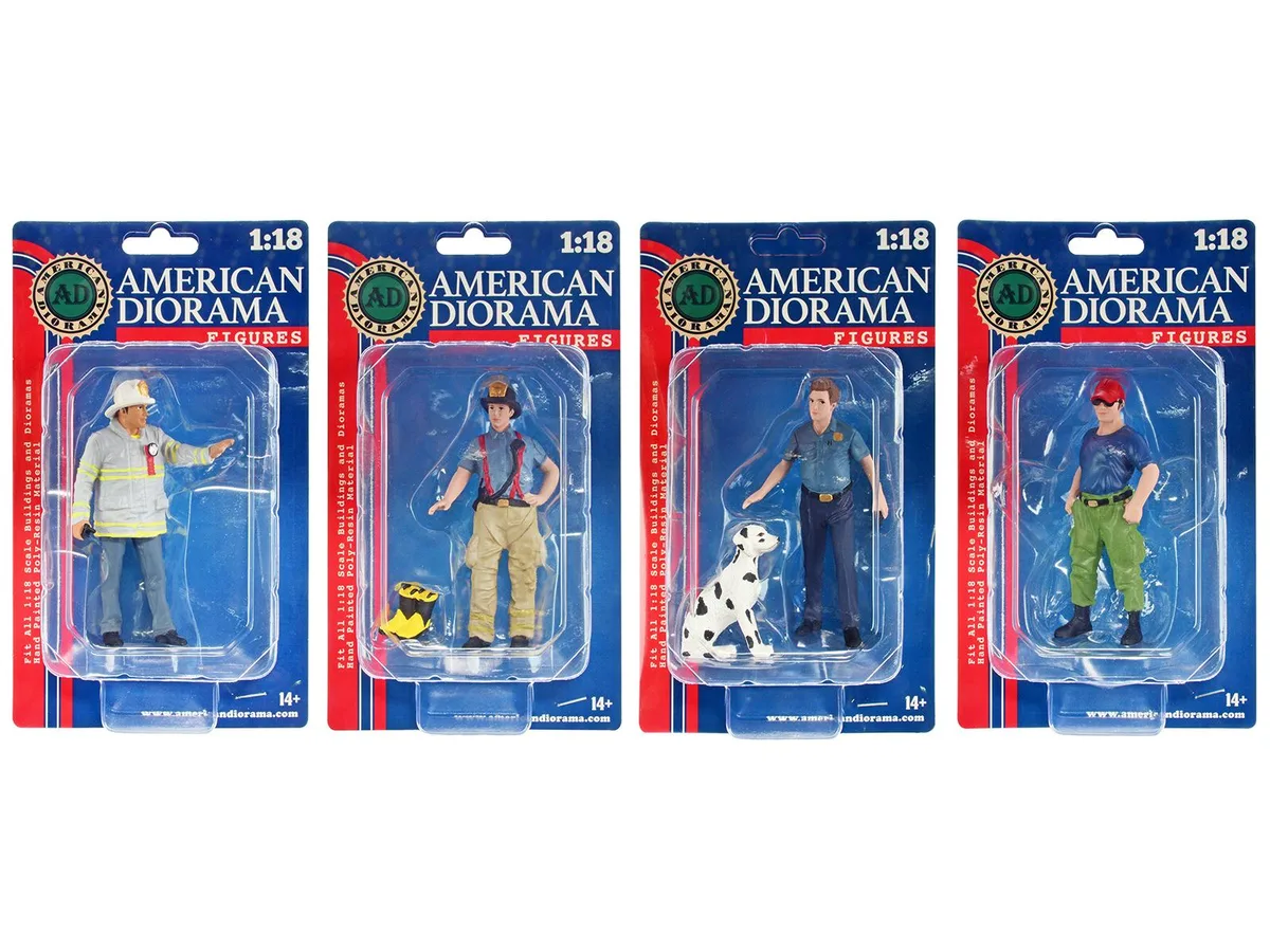 American Diorama American Diorama Firefighters 6-piece Figure Set 1/18 scale — product photo