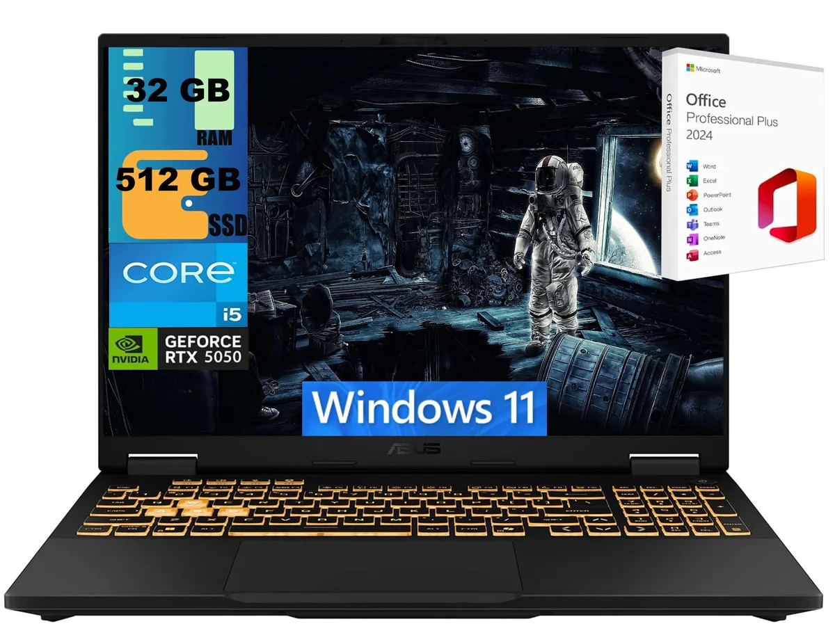 ASUS ASUS TUF F16 gaming laptop 16" FHD+ 165Hz i5-13450HX RTX 5050 32GB 512GB — product photo