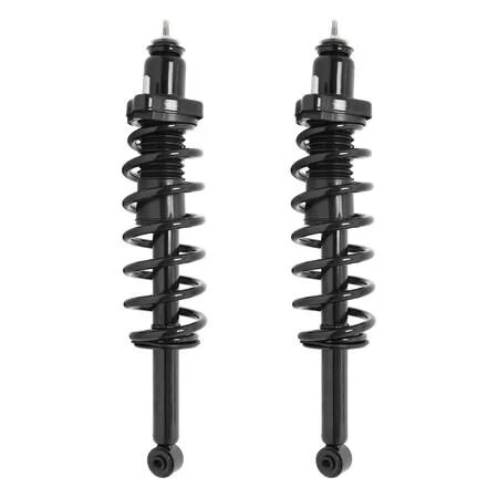 Unity rear complete strut assembly kit, two fully assembled units, silver metal finish, coil springs and top mounts visible