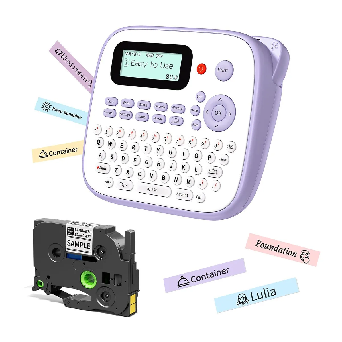  EazeID D210S Label Printer 12mm Purple — product photo