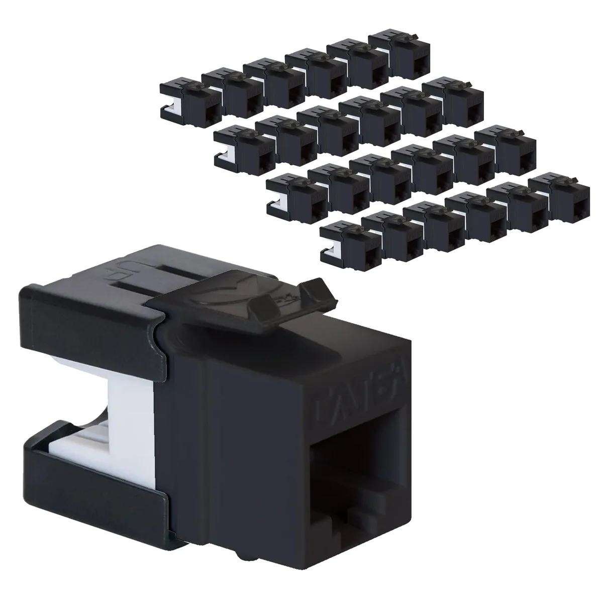 ICC ICC CAT6A Keystone Jack RJ45 UL Listed PoE++ Black 25-Pack video accessory — product photo
