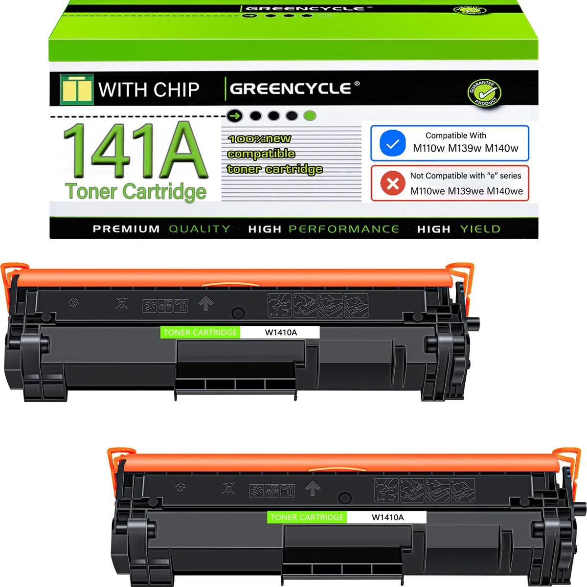 GREENCYCLE GREENCYCLE 141A W1410A Black Toner Cartridge 2 Pack — product photo