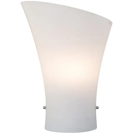 Satin Nickel wall sconce with Opal White glass panel 8.5 inches wide